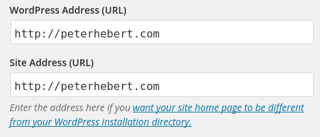 WordPress Address and SIte URL (General Settings)